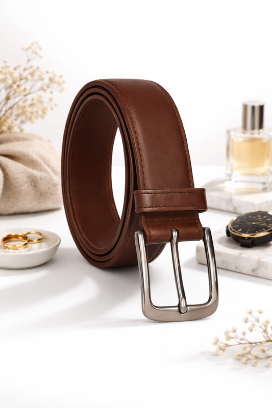 35mm Full Grain Handmade Cowhide Leather For Men Classy Dress Belts Brown|Gift For Him