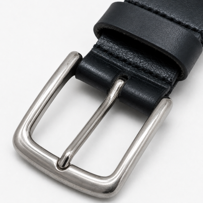 40mm Full Grain Buffalo Leather Belt for Men – Handmade Thick Leather Dress & Casual Belt - Black