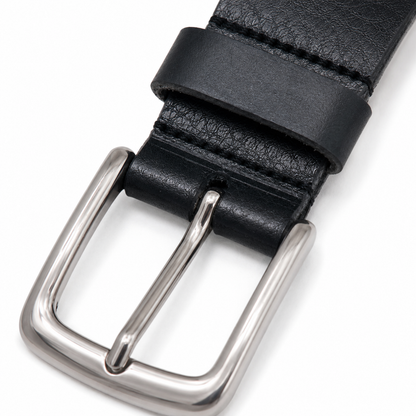 40mm Full Grain Buffalo Leather Belt for Men – Handmade Thick Leather Dress & Casual Belt - Black