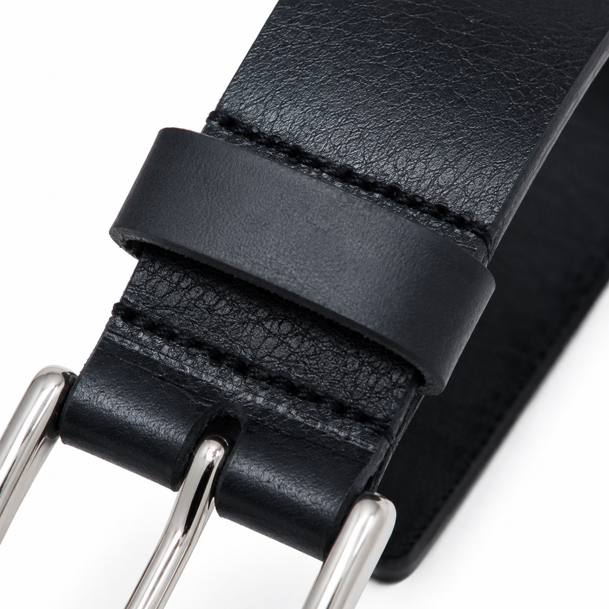 40mm Full Grain Buffalo Leather Belt for Men – Handmade Thick Leather Dress & Casual Belt - Black