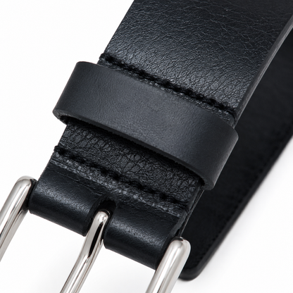 40mm Full Grain Buffalo Leather Belt for Men – Handmade Thick Leather Dress & Casual Belt - Black