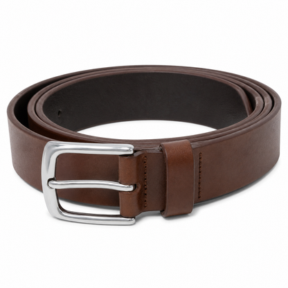 40mm Full Grain Buffalo Leather Belt for Men – Handmade Thick Leather Dress & Casual Belt - Brown