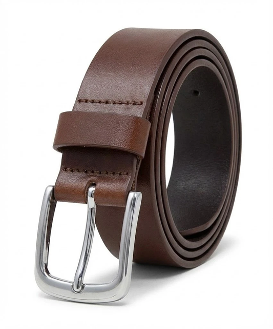 40mm Full Grain Buffalo Leather Belt for Men – Handmade Thick Leather Dress & Casual Belt - Brown