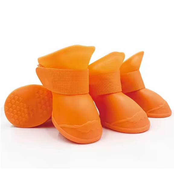 4 Pcs Waterproof Dog Boots Anti-Slip Rubber Rain Shoes Pet Puppy Cats Soft Socks