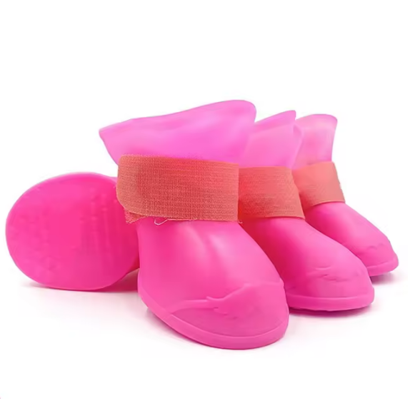 4 Pcs Waterproof Dog Boots Anti-Slip Rubber Rain Shoes Pet Puppy Cats Soft Socks
