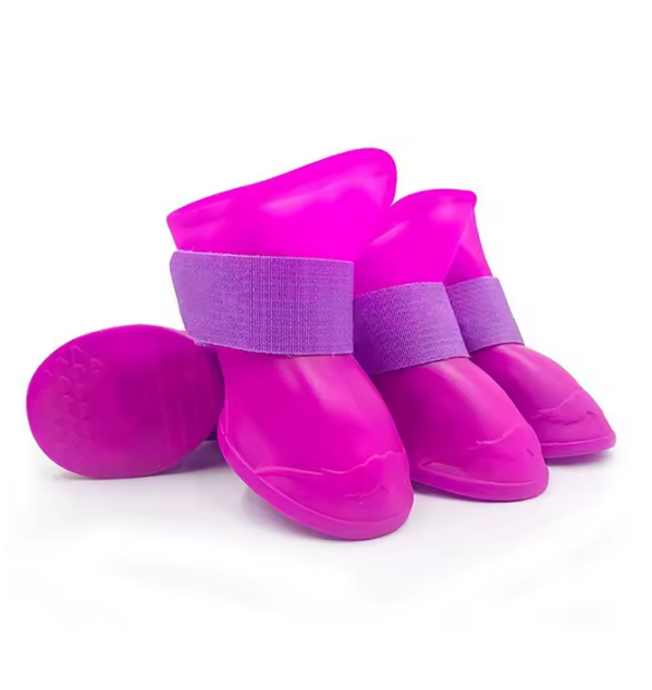 4 Pcs Waterproof Dog Boots Anti-Slip Rubber Rain Shoes Pet Puppy Cats Soft Socks