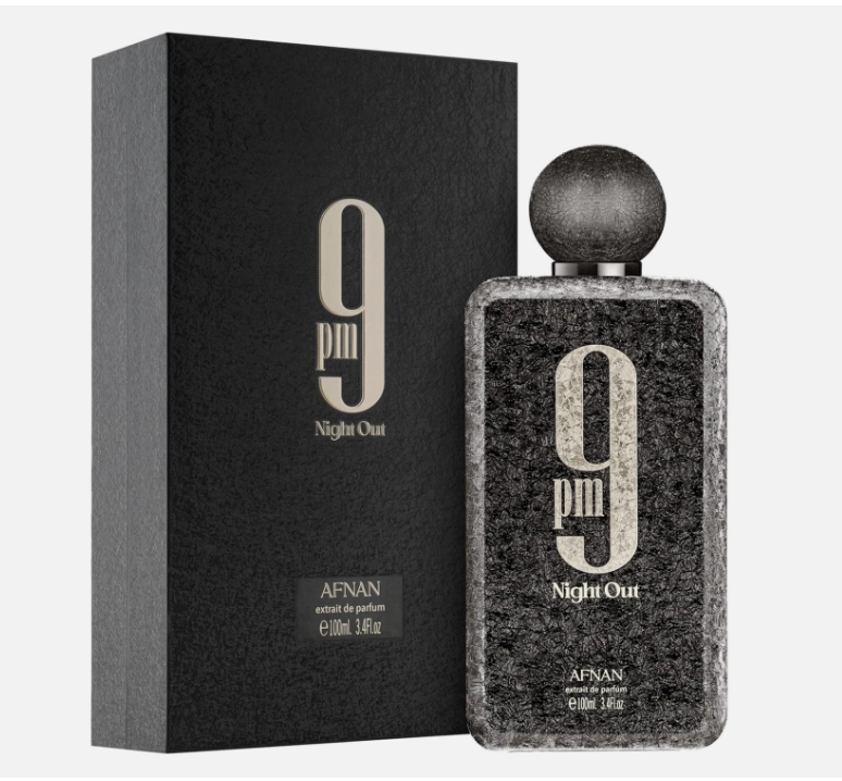 Afnan 9 PM Night Out Unisex Extrait de Parfum, 3.4 Fl. Oz 100ml