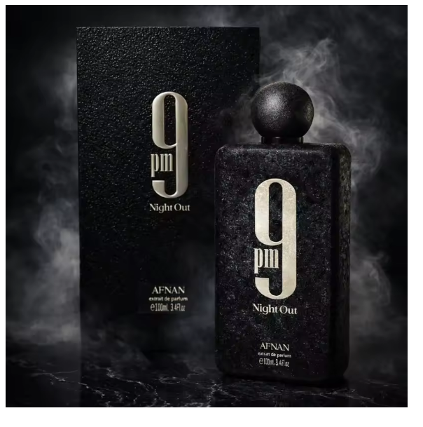 Afnan 9 PM Night Out Unisex Extrait de Parfum, 3.4 Fl. Oz 100ml