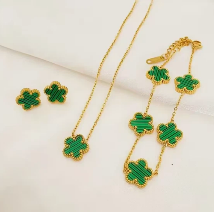 Clover Bracelet Five Leaf Double-Side Gold plated Waterproof Stainless Steel- UK