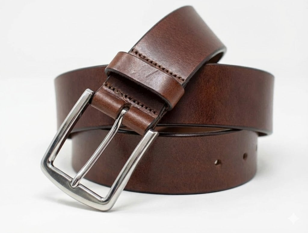 Topaz 40mm Full Grain Men Handmade Genuine Buffalo Thick Leather Classy Dress Belts| Gift for Him| Brown