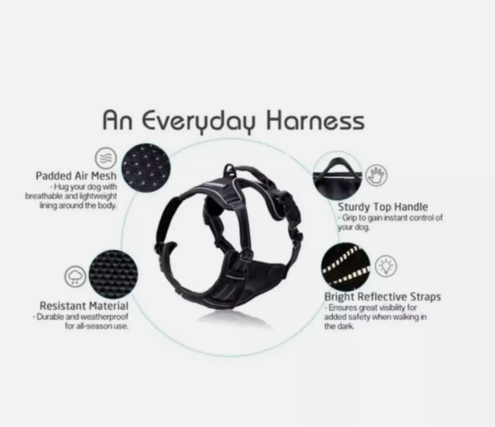 Dog Harness No Pull Truelove Adjustable Reflective Padded Vest XS-L