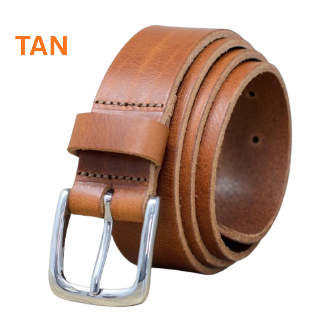 40mm Full Grain Men Handmade Buffalo Thick Leather Classy Belts Tan