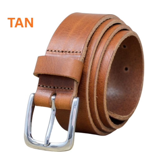 40mm Full Grain Men Handmade Buffalo Thick Leather Classy Belts Tan