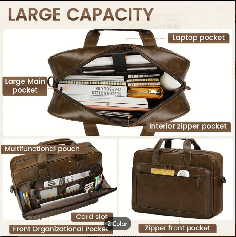 Men Laptop Bag Case Leather Messenger Business Work Briefcase Shoulder Bag