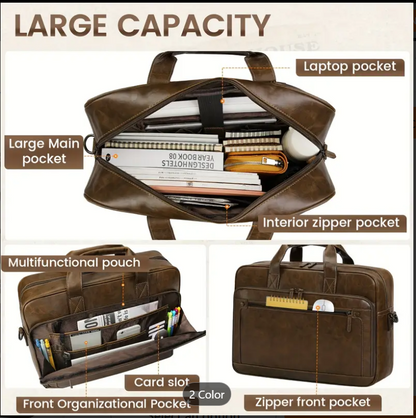 Men Laptop Bag Case PU Leather Messenger Business Work Briefcase Shoulder Bag