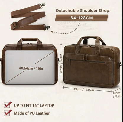 Men Laptop Bag Case PU Leather Messenger Business Work Briefcase Shoulder Bag