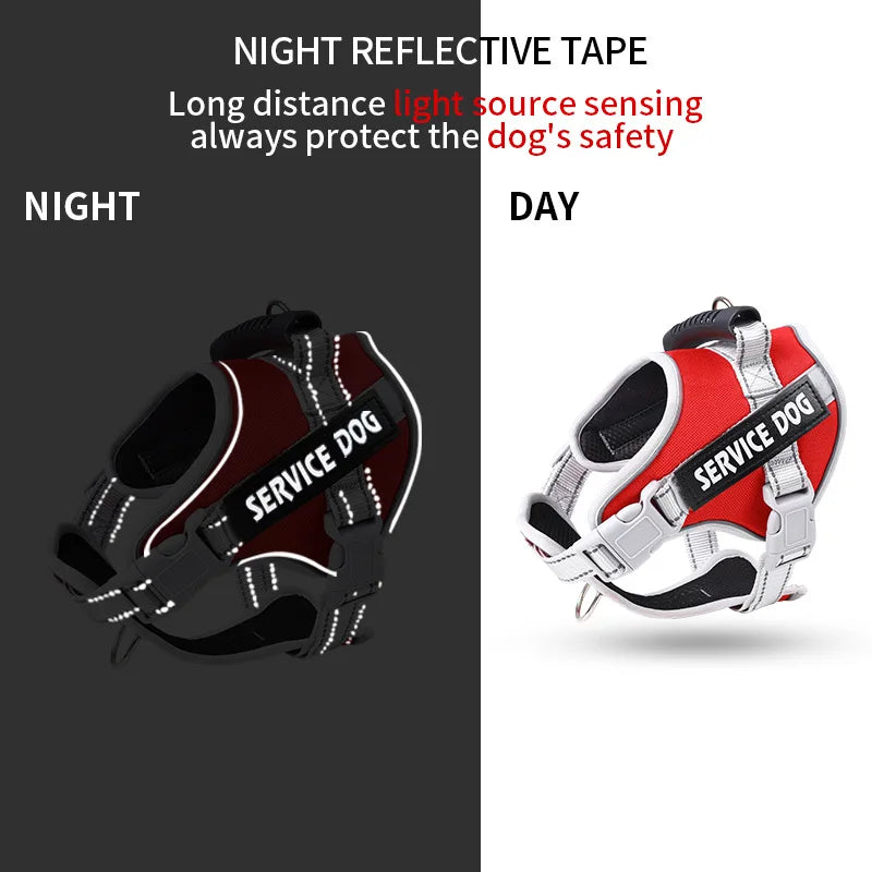 Service Dog Chest Harness No Pull Dog Hook Suitable Large Dog Vest Style Walking Rope Control Dog Strap Accessories Prevent Loss