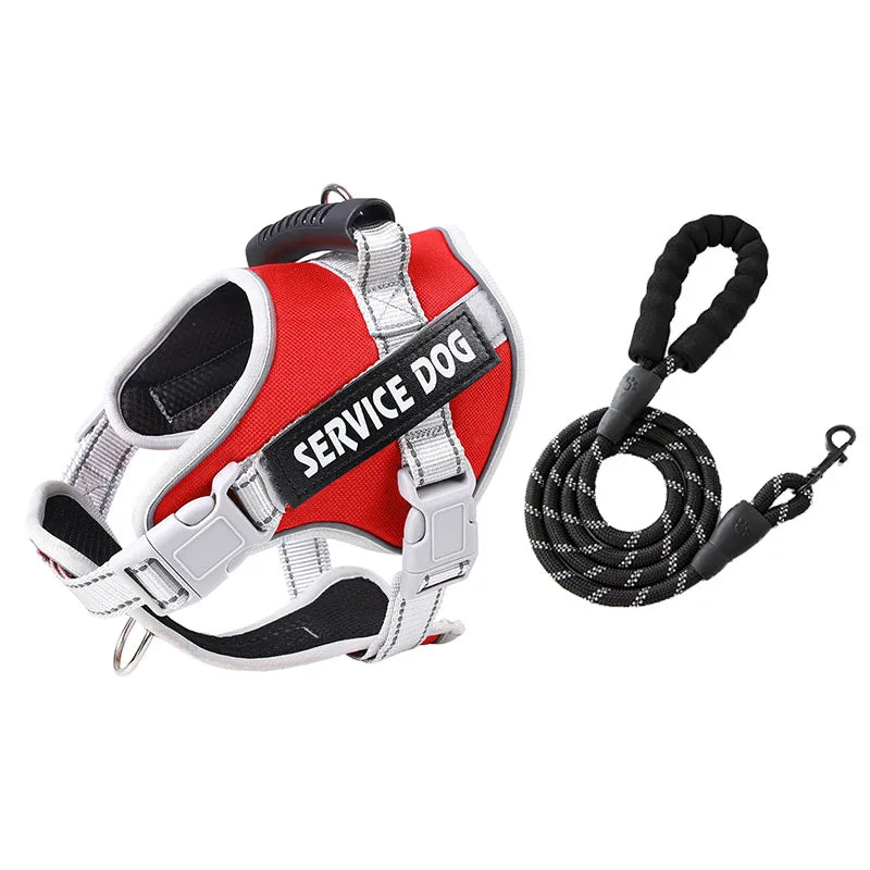 Service Dog Chest Harness No Pull Dog Hook Suitable Large Dog Vest Style Walking Rope Control Dog Strap Accessories Prevent Loss