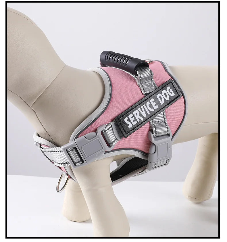 Service Dog Chest Harness No Pull Dog Hook Suitable Large Dog Vest Style Walking Rope Control Dog Strap Accessories Prevent Loss