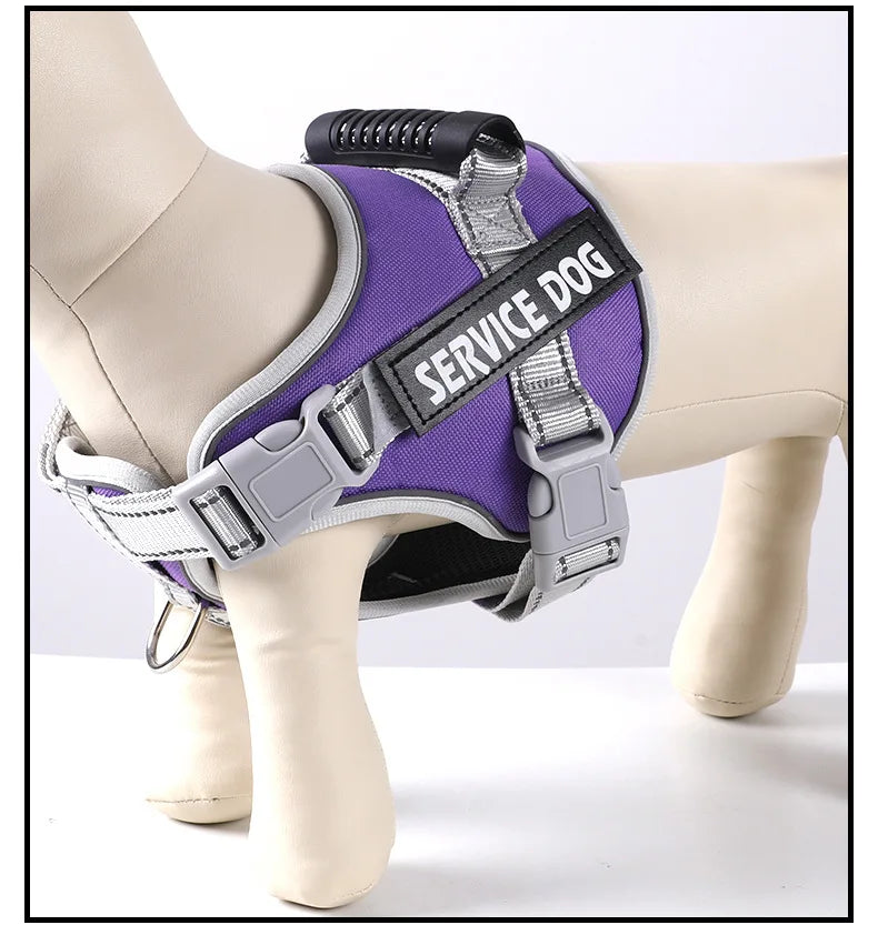Service Dog Chest Harness No Pull Dog Hook Suitable Large Dog Vest Style Walking Rope Control Dog Strap Accessories Prevent Loss