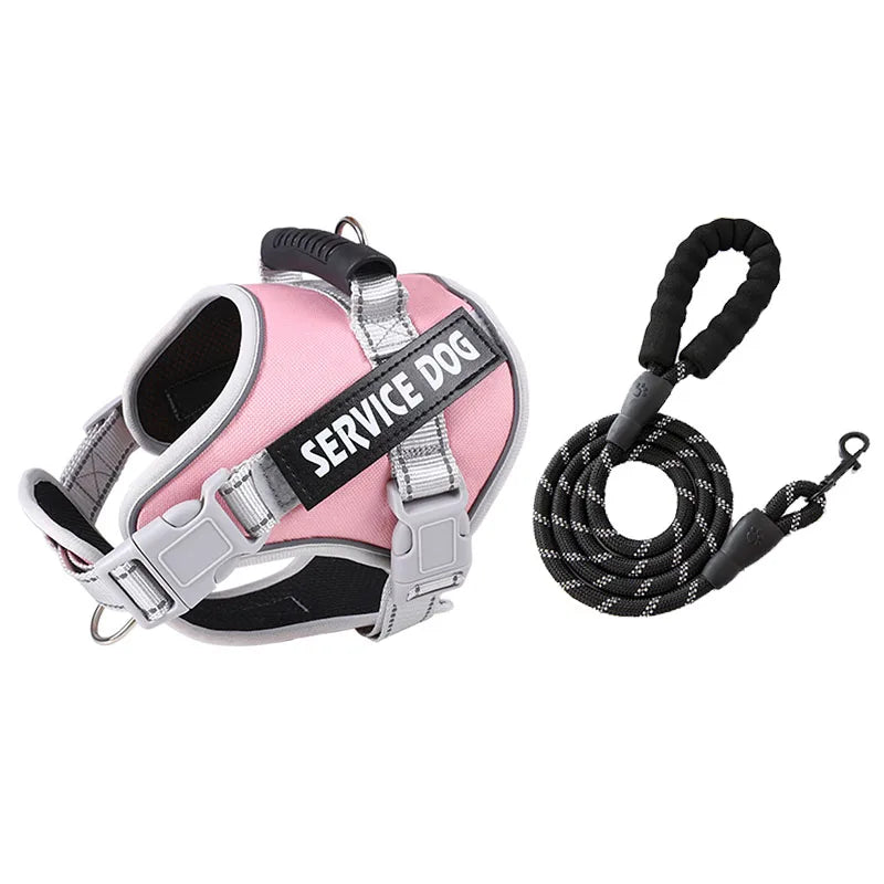 Service Dog Chest Harness No Pull Dog Hook Suitable Large Dog Vest Style Walking Rope Control Dog Strap Accessories Prevent Loss