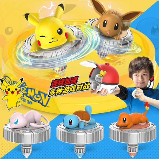 Pokemon Battle Spinner Toy Pikachu Charmander, Magic Gyro Combat Top with Poke Ball for Kids Gifts