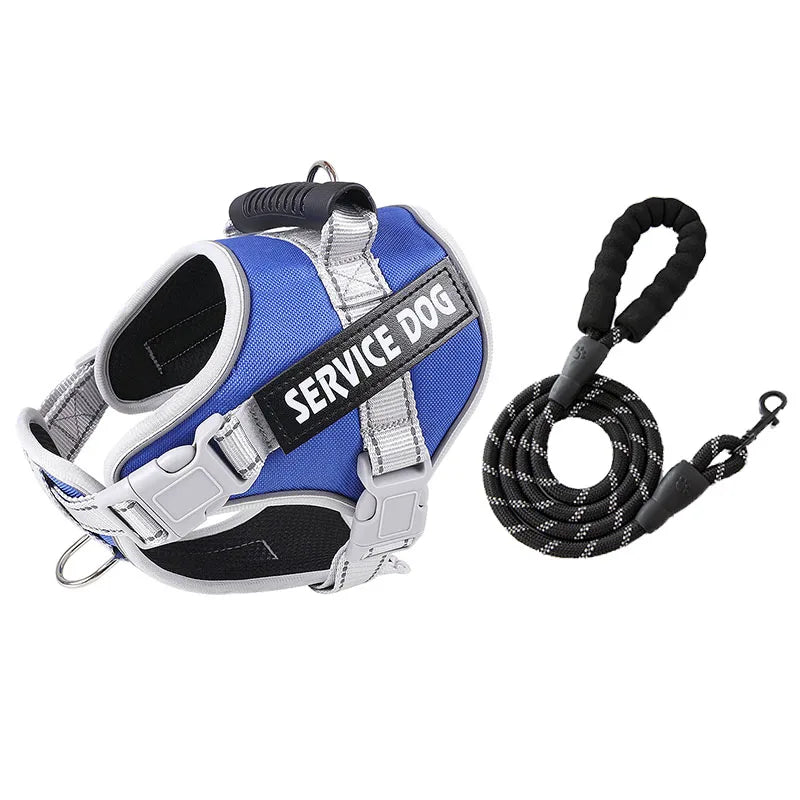 Service Dog Chest Harness No Pull Dog Hook Suitable Large Dog Vest Style Walking Rope Control Dog Strap Accessories Prevent Loss