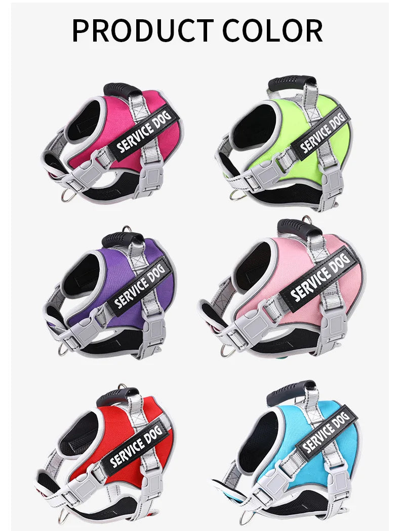 Service Dog Chest Harness No Pull Dog Hook Suitable Large Dog Vest Style Walking Rope Control Dog Strap Accessories Prevent Loss