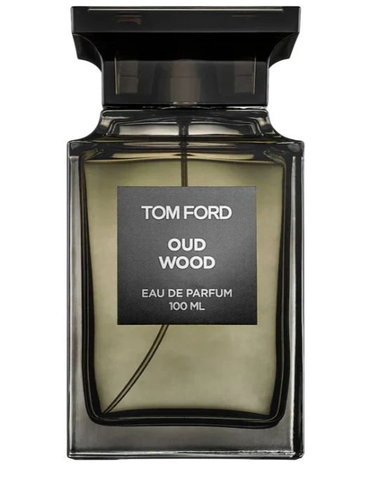 Tom Ford Oud Wood Eau de Parfum 100ml bottle on a plain background